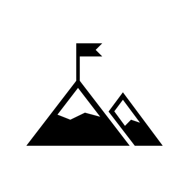 任务图标，黑色旗帜目标山峰图片下载