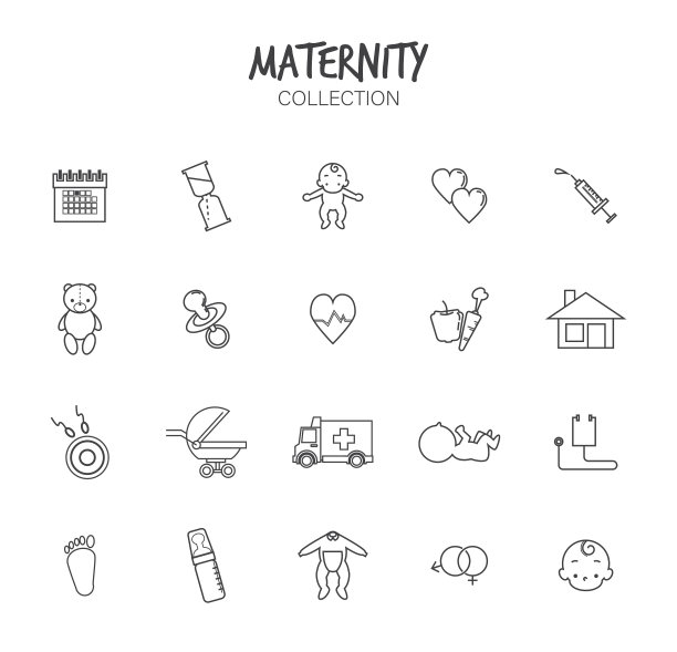 各种孕妇图标集图片下载