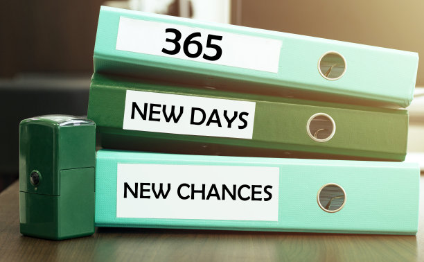 3个绿色办公文件夹的文本365天新机会图片下载