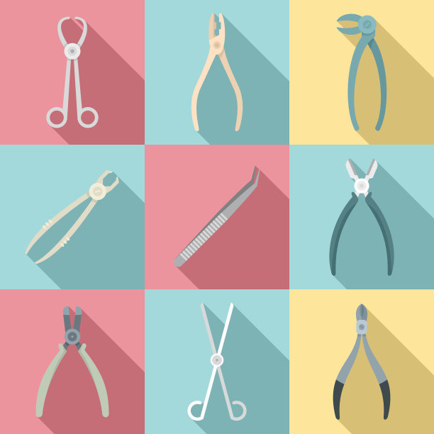 镊子图标设置扁平风格图片下载