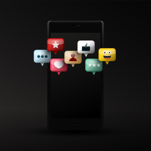 彩色矢量社交媒体图标在手机上图片下载