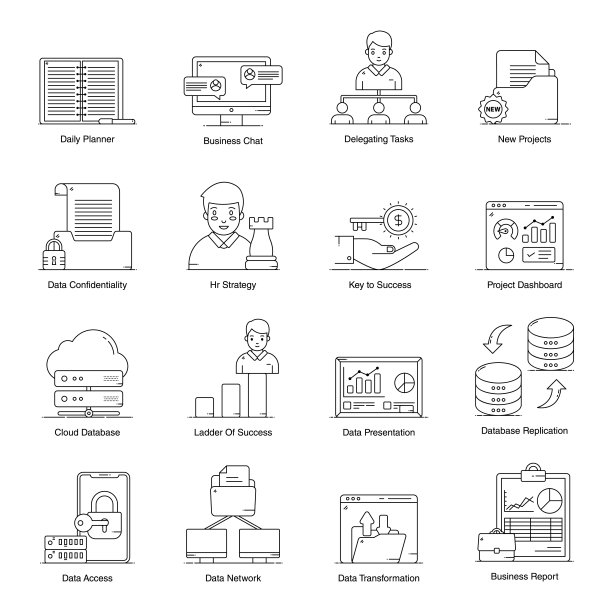 金融图标在现代风格包图片下载