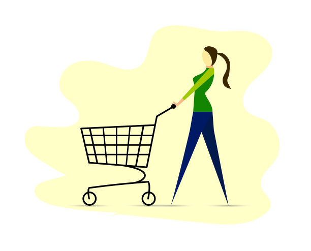 时髦骄傲的女孩和空荡荡的超市在一起图片下载