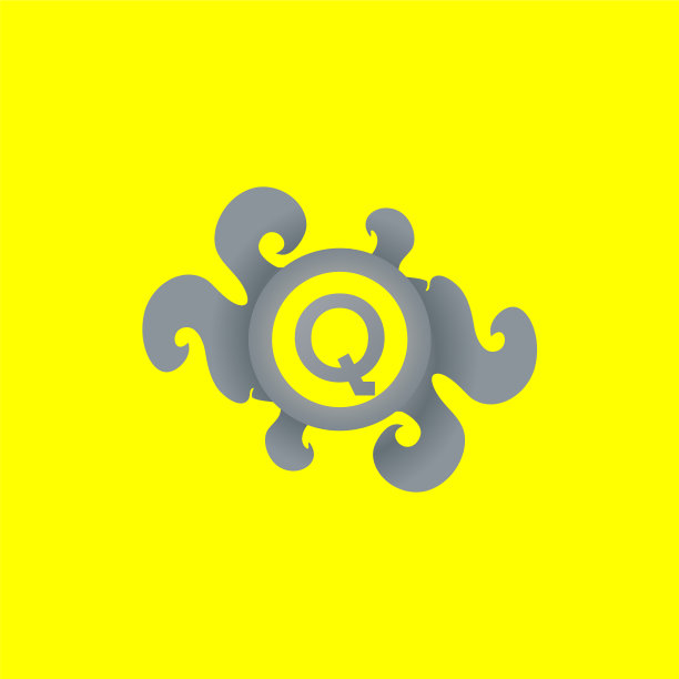 字母q装饰胸针字母标志孤立图片下载