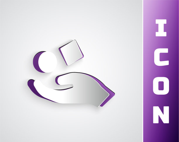 剪纸方块悬浮在手上的图标图片下载