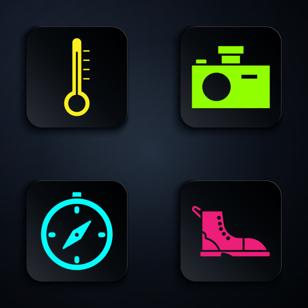 设置徒步靴气象学温度计罗盘图片下载