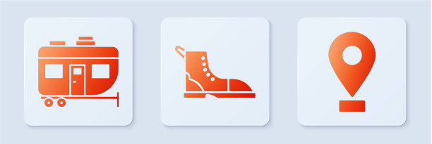 设置远足靴房车露营拖车和地点图片下载