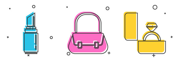 套装口红手袋和钻石订婚戒指图片下载