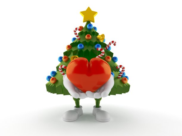 圣诞树人物捧心图片下载