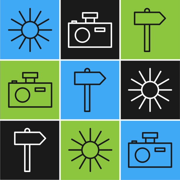 设线太阳路交通路标并拍照图片下载