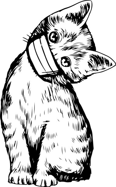 猫与面具手绘图片下载