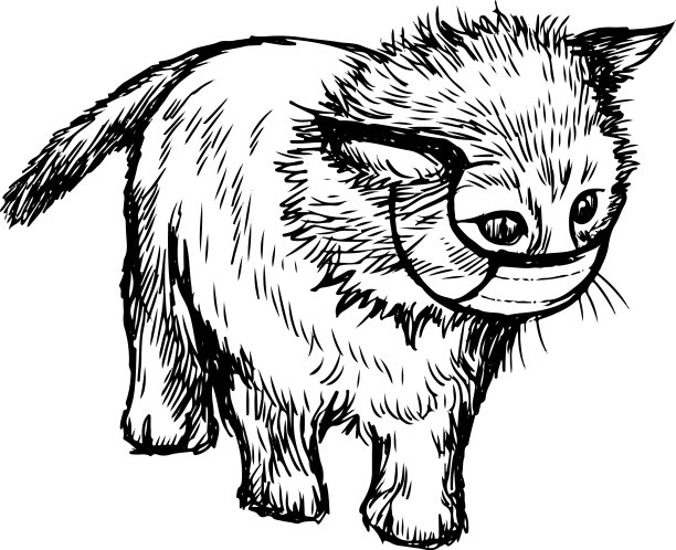 猫与面具手绘图片下载