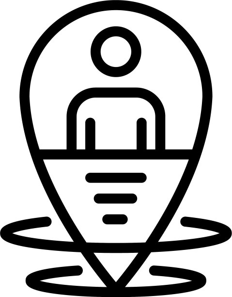 男子在地理点图标轮廓风格图片下载