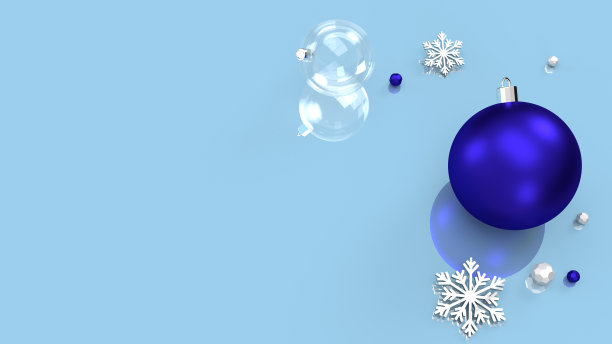 3D渲染圣诞背景与球和雪花图片下载