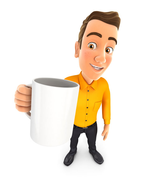 3d男人站在杯子图片下载