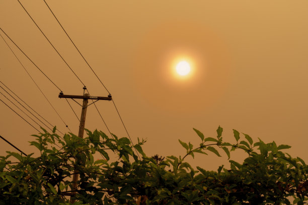 在加州北部的海湾地区，浓烟将天空变成了橙色。这张照片摄于加州圣克拉拉“硅谷”的中心地带，2020年9月8日下午5:22。图片下载