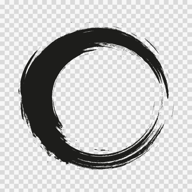 矢量笔刷在白色背景上画圆圈。墨汁手绘画画笔圈。标志、标签设计元素矢量插图。黑色的抽象的圆。框架。图片下载