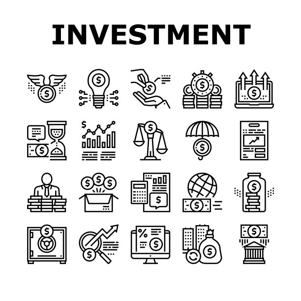 投资组合集合图标设置矢量插图图片下载