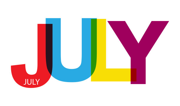 彩旗上题字为七月图片下载