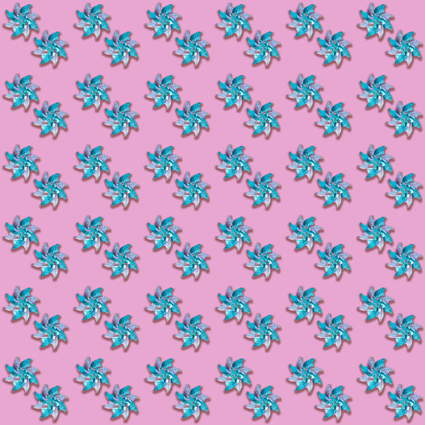 创意无缝图案的亮粉-绿松石全息儿童玩具风轮上粉粉背景。图片下载