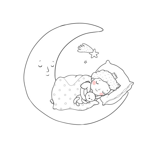 小王子可爱地在月亮上睡觉图片下载