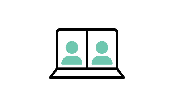 视频会议图标。电脑屏幕上的人。图片下载