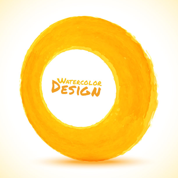水彩黄色圆圈框架透视图片下载