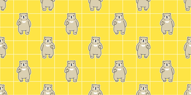 熊无缝图案矢量泰迪卡通格子围巾孤立重复墙纸瓷砖背景插图涂鸦设计图片下载