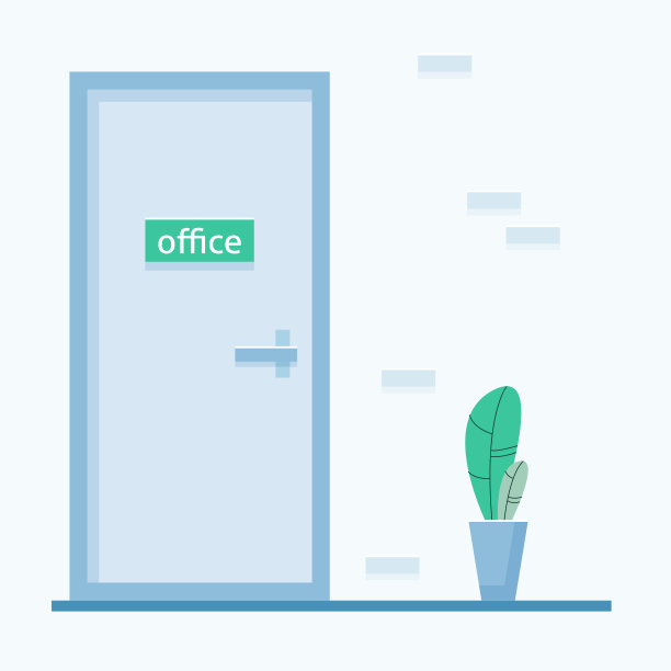 办公室的门。平的风格图片下载