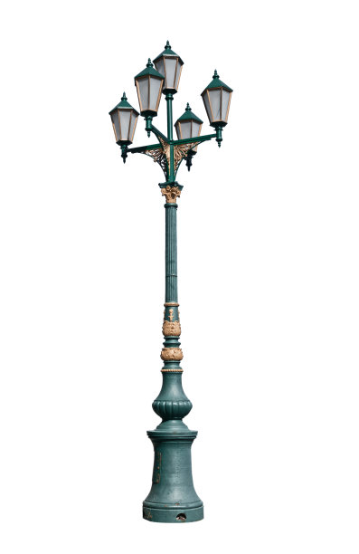 复古街灯孤立在白色背景图片下载