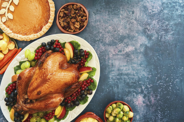 感恩节乡村背景下的火鸡玩偶图片下载