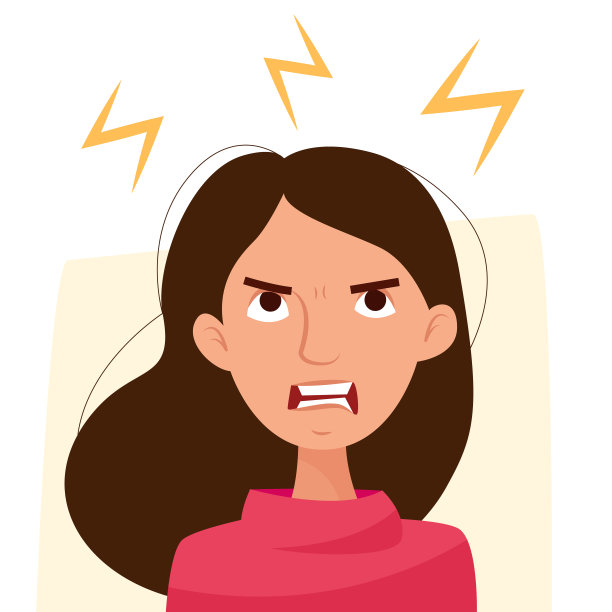 愤怒的消极的女人。卡通平图片下载