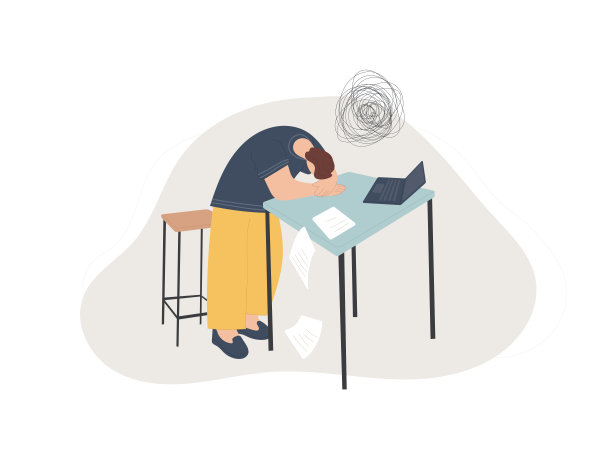 疲惫的人把头靠在桌子上。沮丧的工人，心理健康问题。努力工作，情绪倦怠的概念。图片下载