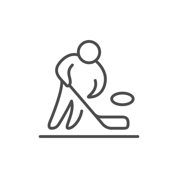 曲棍球运动员线轮廓图标图片下载