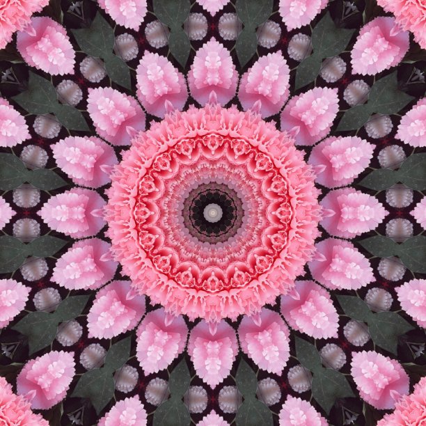 美丽的粉红色花型抽象曼荼罗背景图像。家庭装饰和婚礼背景图像。纺织品，地毯，门垫和瓷砖背景图像打印。灵性和冥想背景图像图片下载