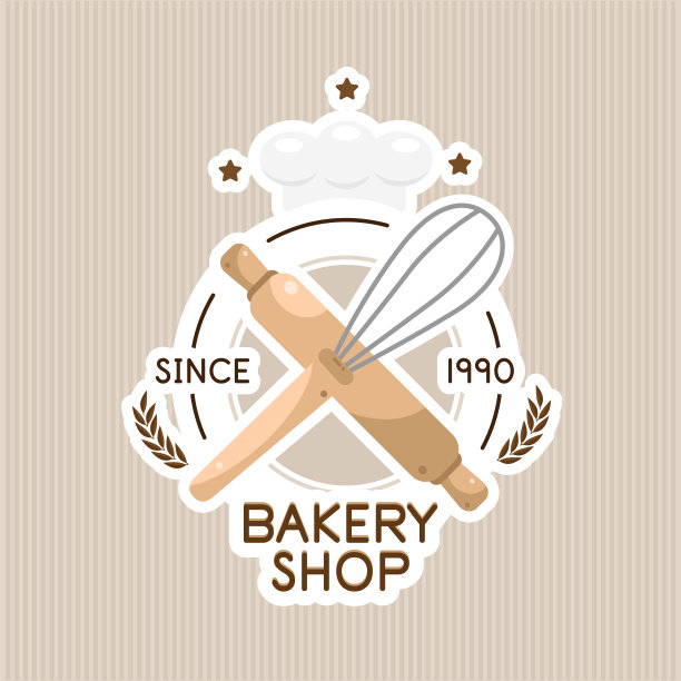 糖果面包房标识徽章模板。咖啡馆和餐厅的标志，面包店的标志。图片下载
