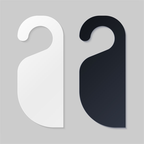 酒店房间的门挂件。酒店房间或度假村用的黑白空标签衣架。空模板，模型为文本不要抖动。矢量插图推广，销售，装饰，覆盖。图片下载