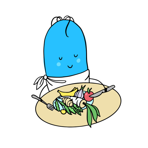 在白色背景上绘制的益生菌矢量图。益生菌吃含有益生元的食物。图片下载