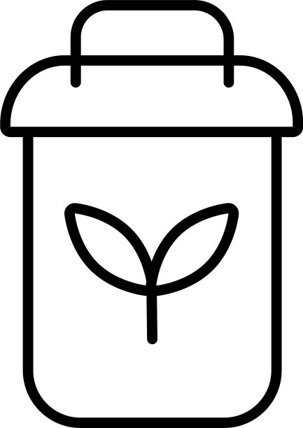 垃圾箱中的树叶植物线条风格图标图片下载