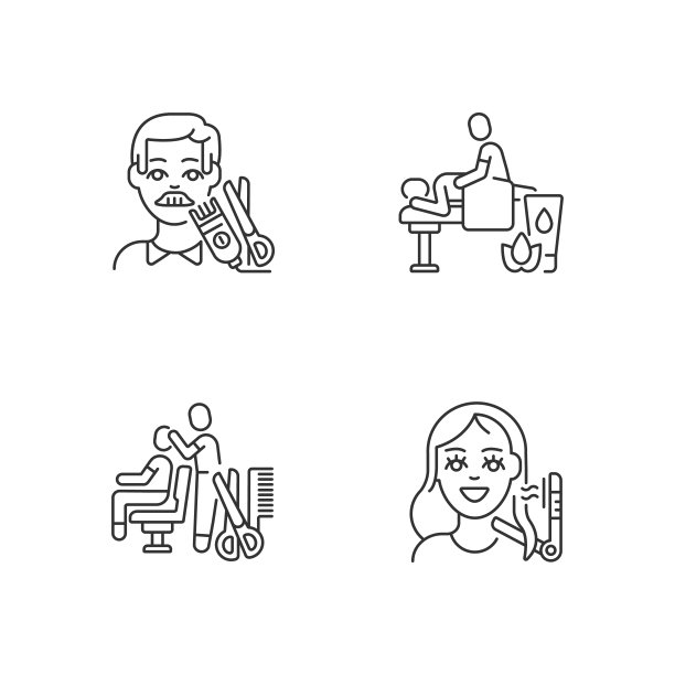 头发和身体护理线性图标设置图片下载