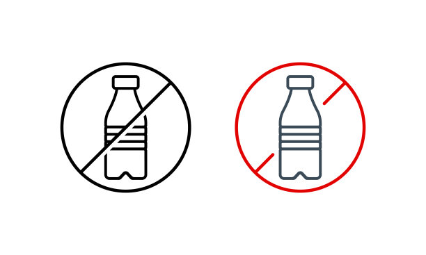 停止使用塑料水瓶图标。拯救环境的概念。矢量在孤立的白色背景。每股收益10图片下载
