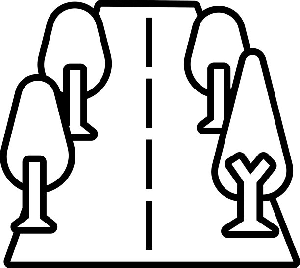 树木植物自然在道路线风格图标图片下载