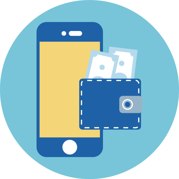 钱包与钞票的智能手机块图片下载
