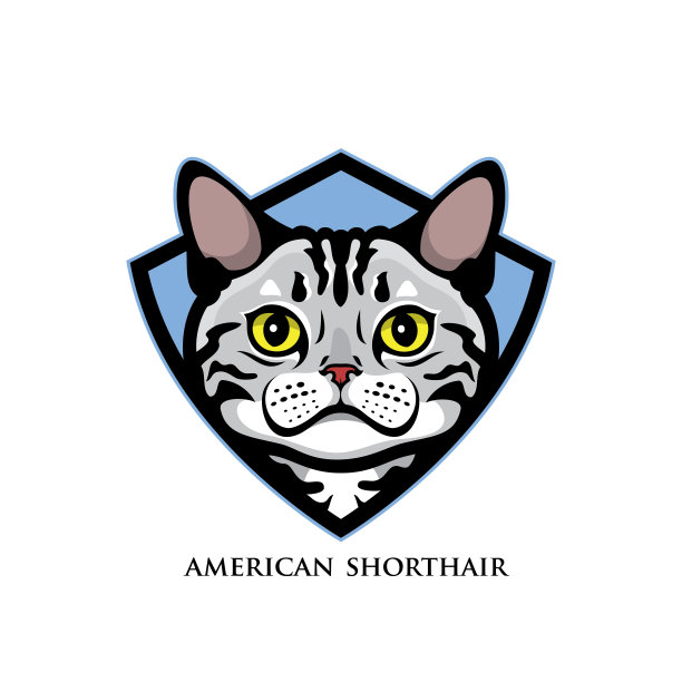 纹章象征美国短毛猫脸或银虎斑猫图片下载