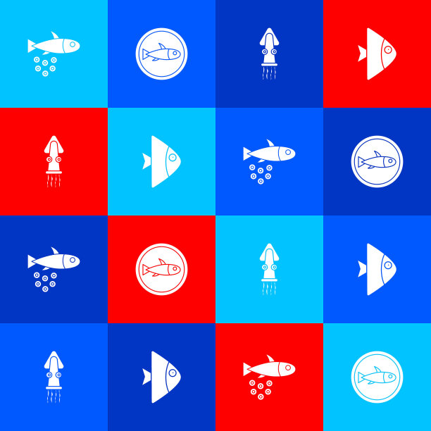 鱼子酱配鱼，盛在盘子里的鱼，章鱼和图标。向量图片下载