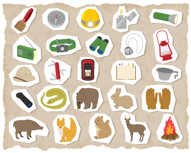 探索插图设置材料/矢量图片下载