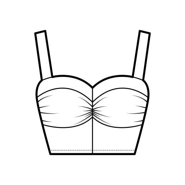 裁剪顶端技术时尚插图与女性甜心领口，轻轻聚集胸部，宽肩带。平图片下载