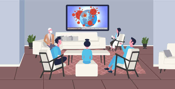 医生们戴着口罩观看2019年突发新闻图片下载