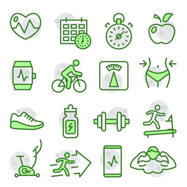 健身和健身线图标在白色图片下载