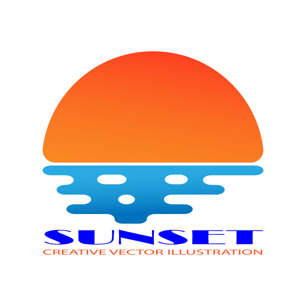 抽象日落图标简单的股票设计图片下载
